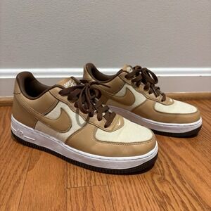 Nike Air Force 1 Low Acorn Brown Natural Leather Canvas DJ6395-100 Womens 8.5